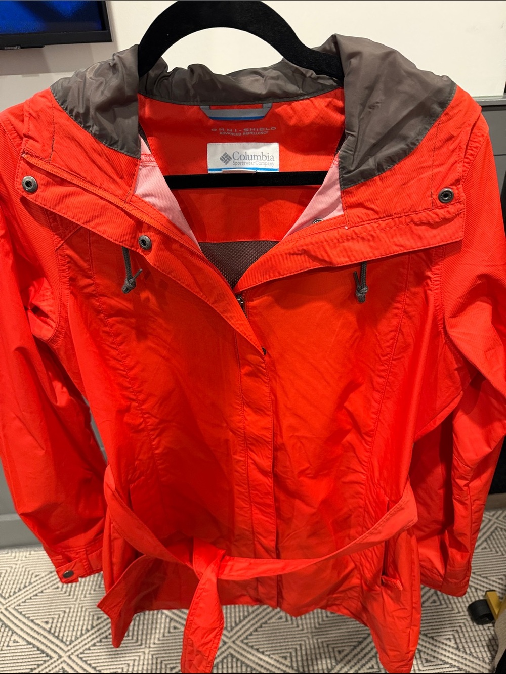 Columbia Women's Bright Red Hooded Belted Trench Coat